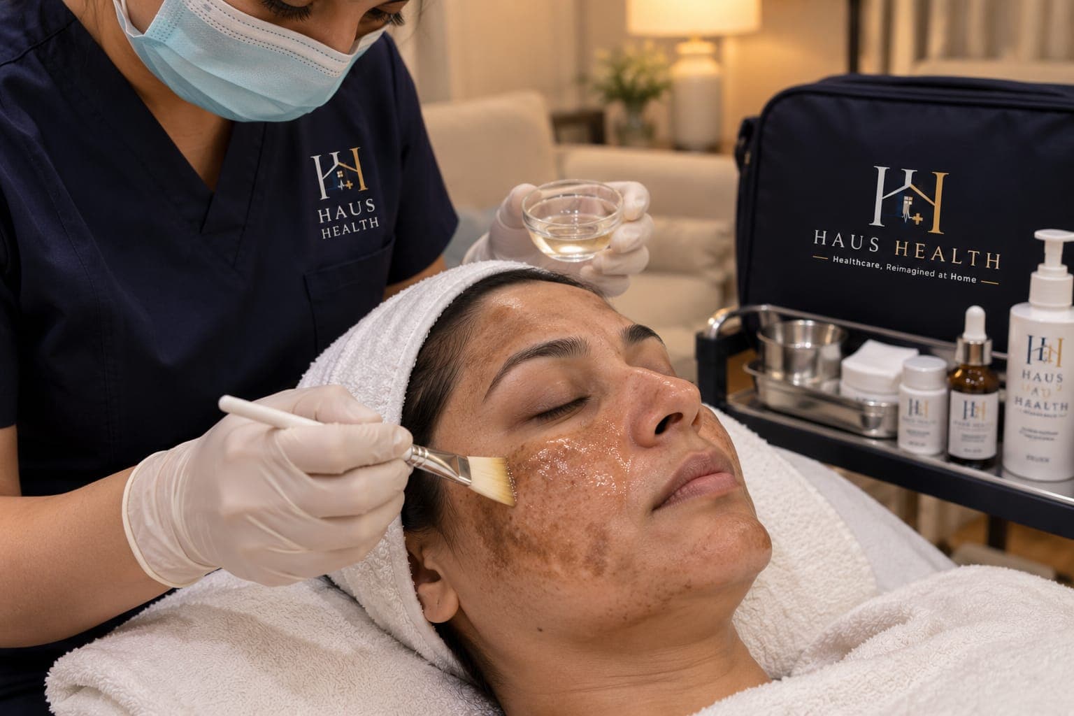 Dermatologist performing a laser pigmentation treatment